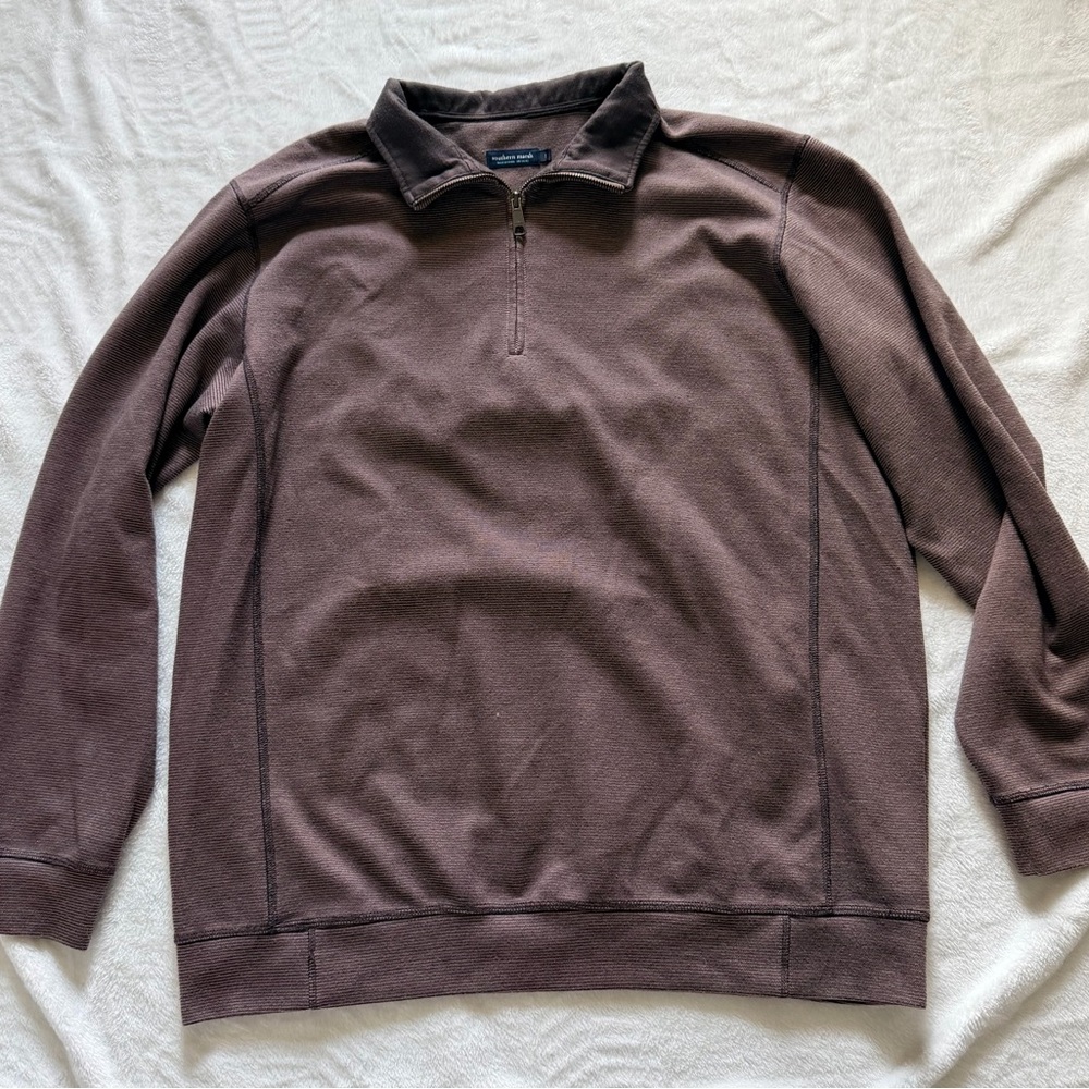 Southern Marsh Men's Brown Zip-Up Collar Sweater